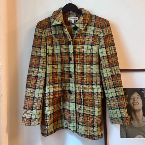 Vintage Jackets & Blazers - ▪️sold▪️vintage green plaid coat gruppo americano mid length jacket